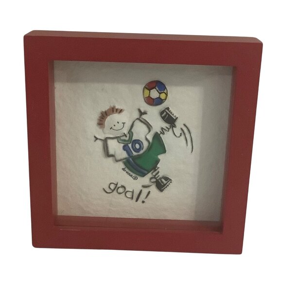 Vtg Soccer Boy Player Kick GOAL! Wall Art Decor Donna Klotzle Spirit Mountain - Picture 1 of 7